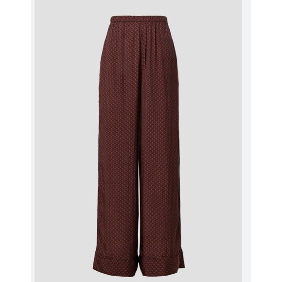 Splendid Lumi Maroon Wide Leg Geometric Print Satin Pants Small Beachy - Picture 1 of 11